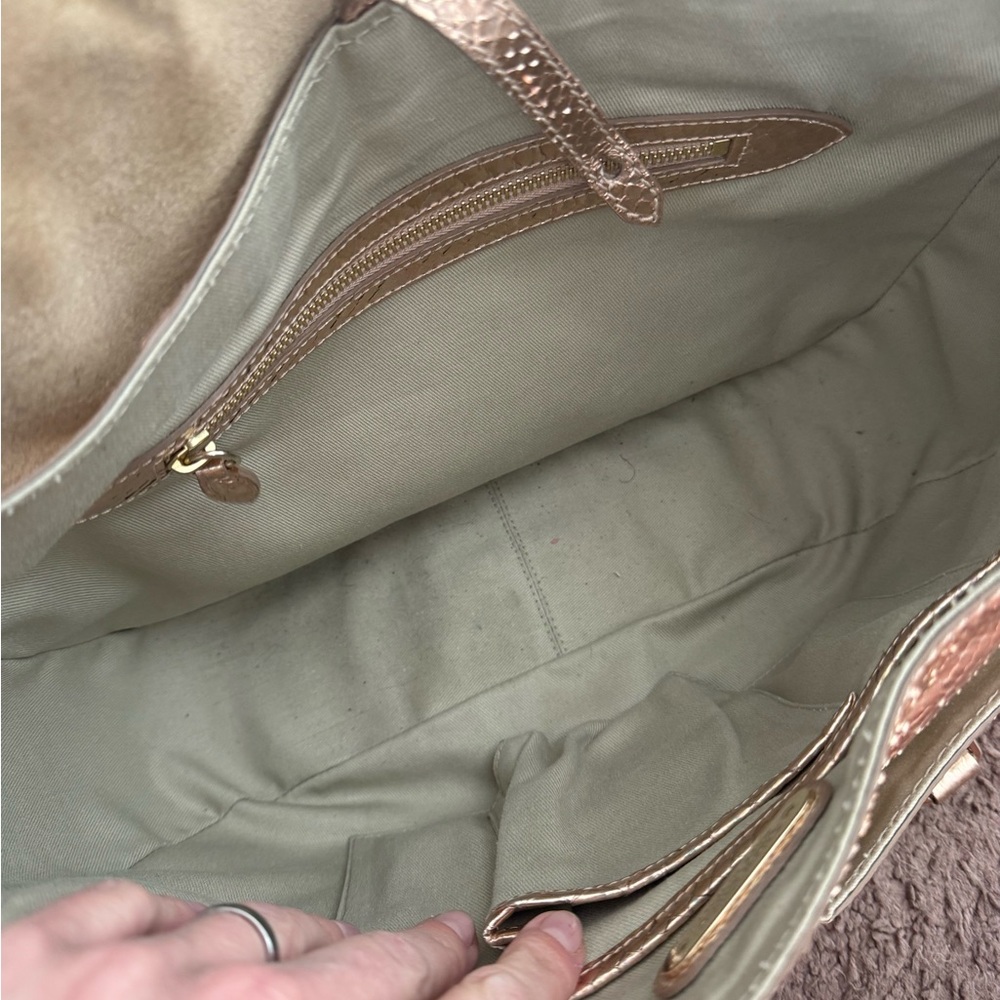 $3950 Ralph Lauren Python Snake Leather Bag Rose Gold Crossbody Satchel - Picture 9 of 10